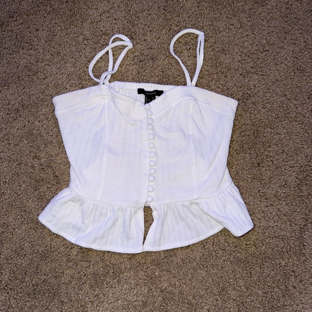 Forever 21 White Bustier Peplum Camisole